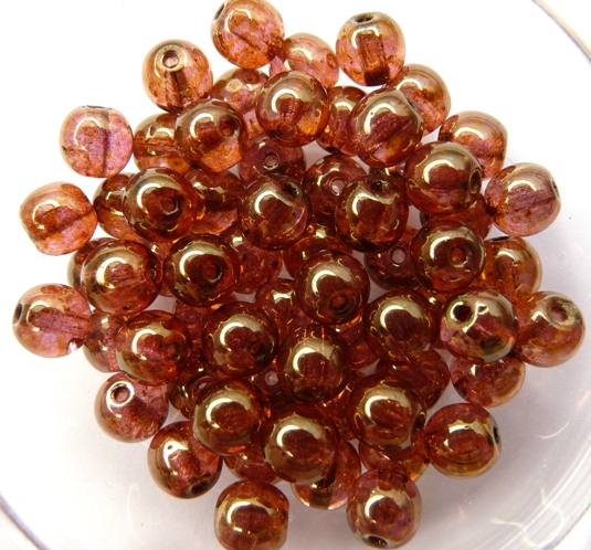 06-R-00030-65491 Crystal Roze Gold Topaz Luster Round 6 mm. 50 Pc.-0