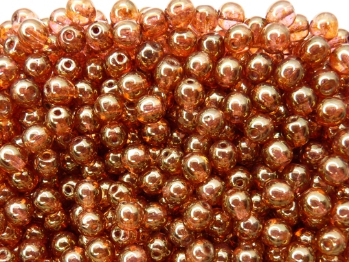06-R-00030-65491 Crystal Roze Gold Topaz Luster Round 6 mm. 50 Pc.-8954