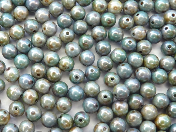 06-R-03000-65431 Chalk Green-Blue Lazure Round 6 mm. 50 Pc.-0