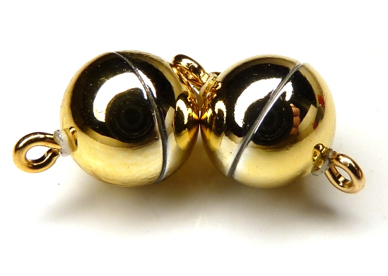 Acryl Magnetic Clasp: Shiny Gold 10 mm.-0 Acryl Magnetic Clasp: Shiny Gold 10 mm.-0