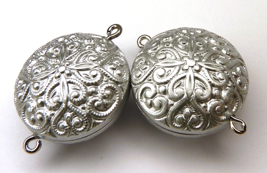 Acryl Magnetic Clasp: Filigraan Chrome Matt 22 mm.-0 Acryl Magnetic Clasp: Filigraan Chrome Matt 22 mm.-0
