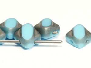 SL-63030-84110-27401-TC Table Cut Silky Bead Opaque Blue Turquoise Matt Chrome 30 Pc.-8831