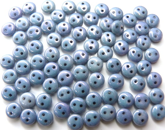 CML-02010-14464 CzechMate Lentils White Alabaster Blue Luster 40 Pc.-0