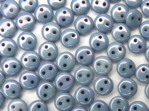 CML-02010-14464 CzechMate Lentils White Alabaster Blue Luster 40 Pc.-8891