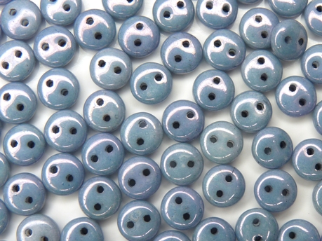 CML-02010-14464 CzechMate Lentils White Alabaster Blue Luster 40 Pc.-8891