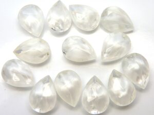 0065-PE Pearshape Crystal White Unfoiled 14 x 10 mm.-0