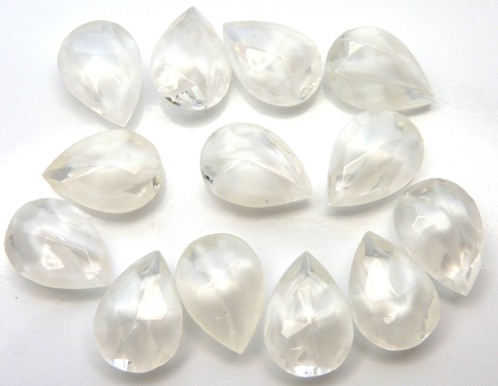 0065-PE Pearshape Crystal White Unfoiled 14 x 10 mm.-0
