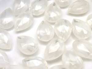 0065-PE Pearshape Crystal White Unfoiled 18 x 13 mm.-0