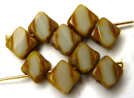 SL-43010-86805-TC Table Cut Silky Bead Opaque Grey Travertin 30 Pc.-8837