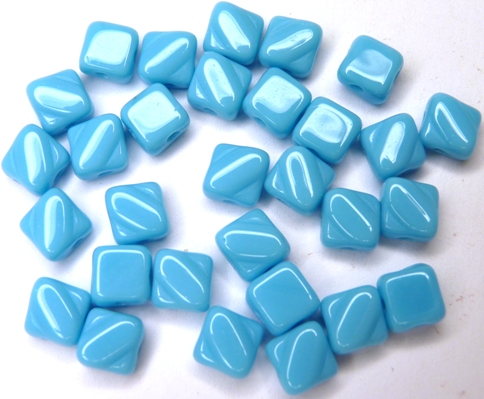 SL-63030 Silky Bead Opaque Blue Turquoise 30 Pc.-8840