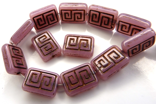 0070036 Opal Pink, Copper Greek design 12 Pc.-0 0070036 Opal Pink, Copper Greek design 12 Pc.-0