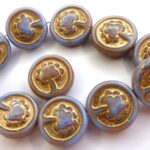 0090019 Opaque Blue/Pink Melee, Gold decor, Live Tree 10 Pc.-0