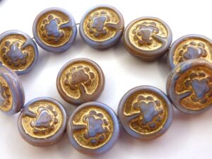 0090019 Opaque Blue/Pink Melee, Gold decor, Live Tree 10 Pc.-0