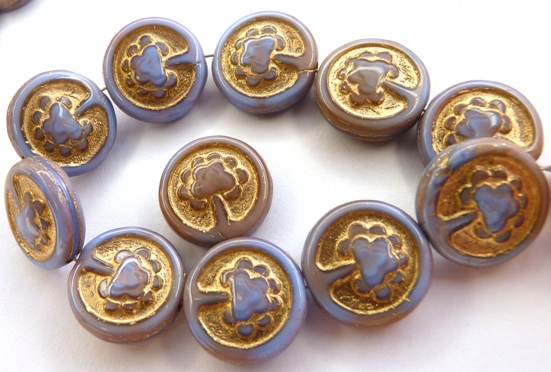 0090019 Opaque Blue/Pink Melee, Gold decor, Live Tree 10 Pc.-0