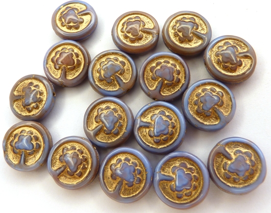 0090019 Opaque Blue/Pink Melee, Gold decor, Live Tree 10 Pc.-9440