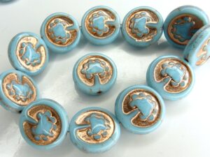 0090037 Opaque Blue Turquoise, Copper decor, Live Tree 10 Pc.-0