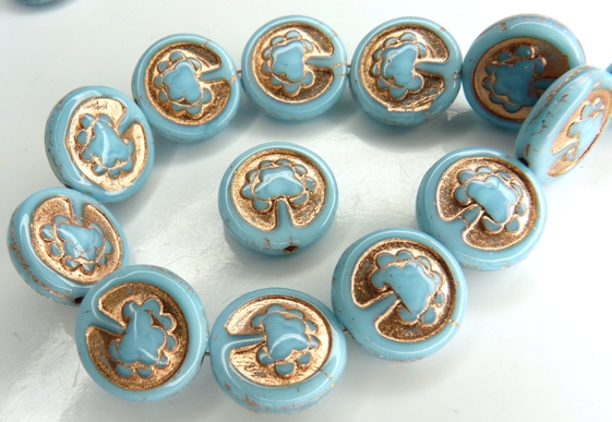 0090037 Opaque Blue Turquoise, Copper decor, Live Tree 10 Pc.-0