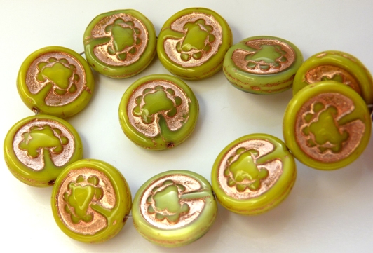 0100095 Opaque Light Green, Copper decor, Live Tree 10 Pc.-9432