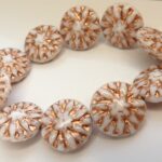 0140070 Opaque White with Copper decor round Bead 10 Pc.-0