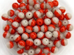 04-R-43010-93210 Opaque Red/Opaque Grey Duo Color round 4 mm. 150 Pc.-0