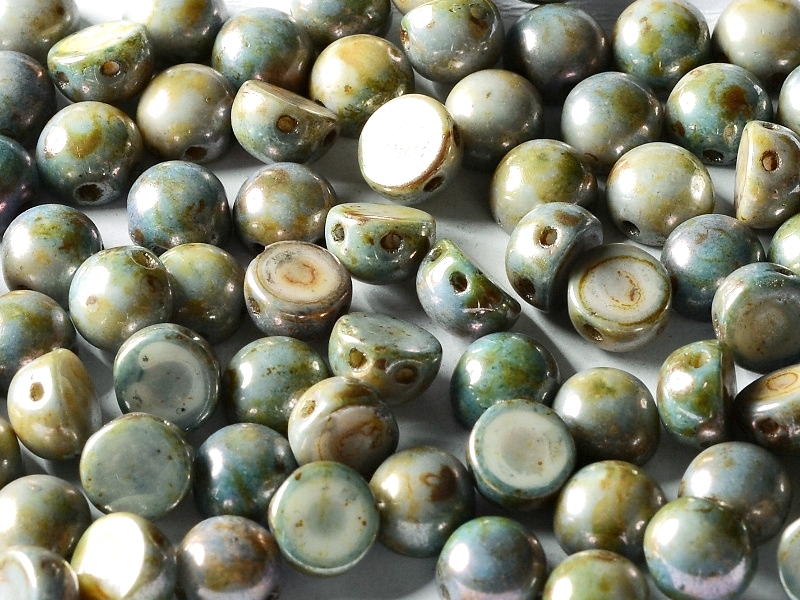 2HC-6-03000-65431 2-Hole Cabochon Chalk White Green-Blue Luster 25 Pc.-0 2HC-6-03000-65431 2-Hole Cabochon Chalk White Green-Blue Luster 25 Pc.-0