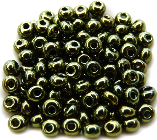 5-0-PD-23980-14495 Jet Green Metallic Luster Preciosa 5/0 drops 10 gram-0
