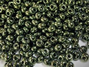 5-0-PD-23980-14495 Jet Green Metallic Luster Preciosa 5/0 drops 10 gram-9188