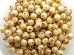 04-R-02010-65401 Opaque White Beige Marmor Luster, Round 4 mm. 100 Pc.-11879