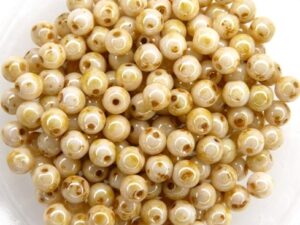 04-R-02010-65401 Opaque White Beige Marmor Luster, Round 4 mm. 100 Pc.-0