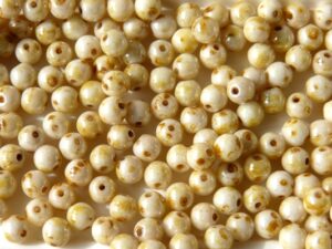 04-R-02010-65401 Opaque White Beige Marmor Luster, Round 4 mm. 100 Pc.-9620