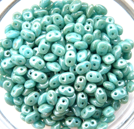 SD-63030-CMM SuperDuo Cream Marbled Blue Turquoise 10 gram-9562