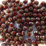 0050243 Opaque Red – Picasso, facet, 4 mm.-9729