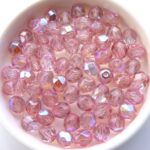 0070319 Coated Milky Pink AB facet 6 mm. 25 Pc.-0
