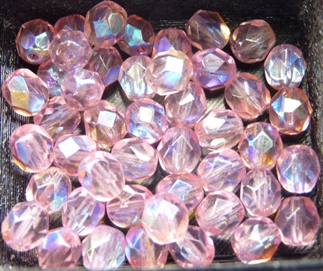 0070319 Coated Milky Pink AB facet 6 mm. 25 Pc.-9781