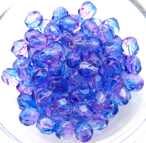 0090106 Purple-Blue Dual Coated facet 6 mm. 25 Pc.-0