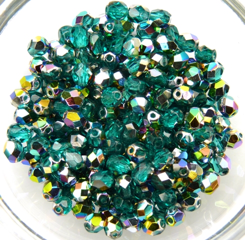 0090317 Teal Vitrail facet 4 mm. 50 Pc-9743