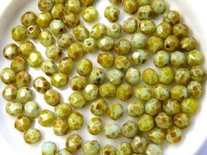 0100463 Opaque Pale Turquoise Picasso Facet 4 mm. 50 Pc.-9763