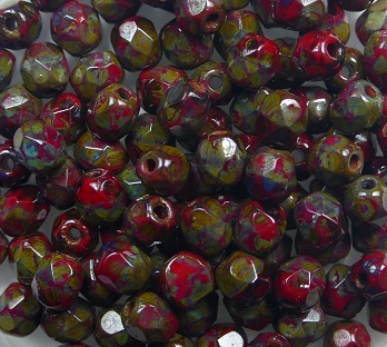FP1-04-93200T firepolish 4 mm Opaque Red Travertin color 93200T