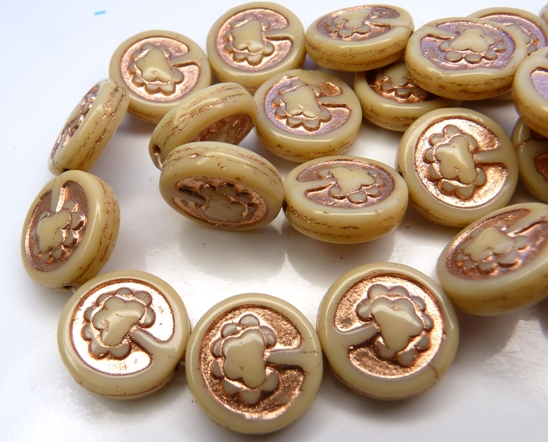 0040019 Opaque Beige, Copper decor, Live Tree 10 Pc.-10136