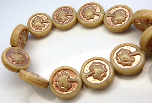 0040019 Opaque Beige, Copper decor, Live Tree 10 Pc.-10137