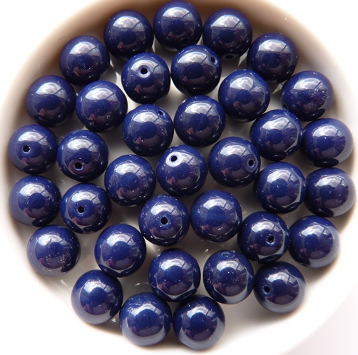 0090007 Opaque Dark Navy Blue Round 8 mm. 22 Pc.-0