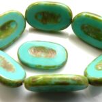 0100036 Opaque Green Turquoise Silver Travertin Table Cut 1 Pc.-0
