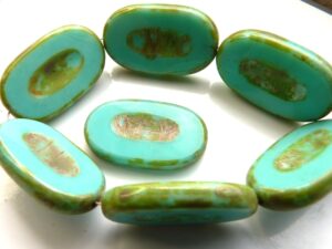 0100036 Opaque Green Turquoise Silver Travertin Table Cut 1 Pc.-0