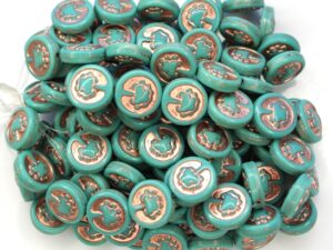 0100051 Opaque Green Turquoise, Copper decor, Live Tree 10 Pc.-10161
