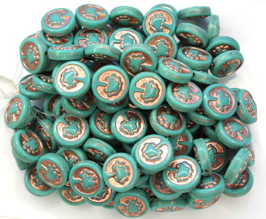 0100051 Opaque Green Turquoise, Copper decor, Live Tree 10 Pc.-10161