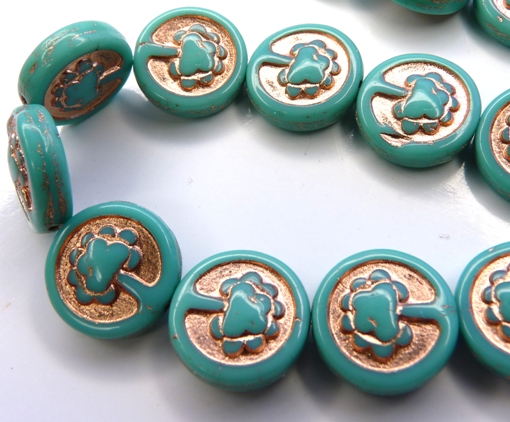 0100051 Opaque Green Turquoise, Copper decor, Live Tree 10 Pc.-10160