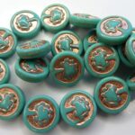 0100051 Opaque Green Turquoise, Copper decor, Live Tree 10 Pc.-0