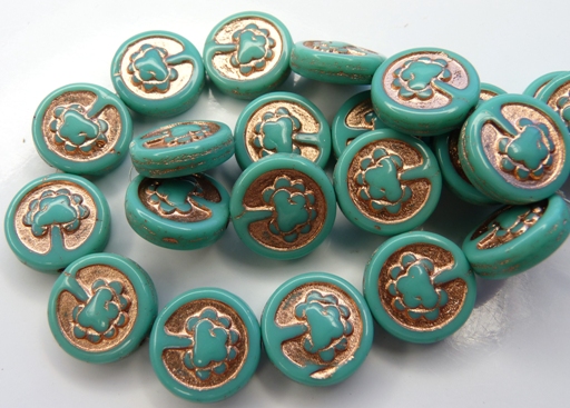 0100051 Opaque Green Turquoise, Copper decor, Live Tree 10 Pc.-0 0100051 Opaque Green Turquoise, Copper decor, Live Tree 10 Pc.-0