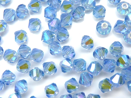 04-MC-30020-28701X2 Bicones Light Sapphire 2XAB 4 mm. 50 Pc.-0 04-MC-30020-28701X2 Light Sapphire 2XAB bicones 4 mm