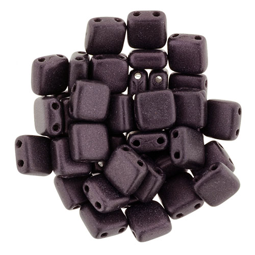 CMT-23980-79083 CzechMates Tile Bead Metallic Suede Dark Plum 22 st.-0